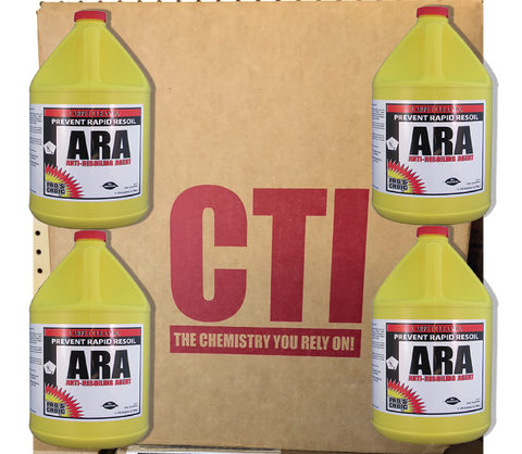 ARA (Anti- Re Soiling Agent)  Description:  ARA is designed to prevent rapid re-soiling of fibers.  Rapid re-soiling is usually caused by a sticky substance or dirt that wicks up after a carpet has been cleaned.  ARA acts as a drying agent that changes these sticky substances to dust that will not attract dirt and can be vacuumed away.