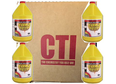 CITRA QUICK  CARB  Description:  Citra-Quick removes spots caused by Adhesive Residue, Grease, Scuff Marks, Tar, Wax, Crayon, Lipstick, Mascara, Copy Toner, Fresh Paint, Shoe Polish, Stickers and more.     Usage:  Citra-Quick is ready to use no dilution required. It is for professional use only.  Apply Citra-Quick  to the spot. Agitate gently but thoroughly to dissolve contamination then blot away or extract.