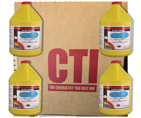 LAST STEP  Description:  Last Step is a rinsing and conditioning agent.  Use Last Step when you want a soft, lustrous, pH balanced carpet.  Last Steps drying agents reduce drying time. Anti re-soiling agents reduce re-soiling.  Anti foam agents keep your recovery system functioning at peak efficiency.