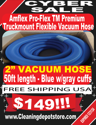 Vacuum Hose, Blue, 2 Inches X 50 Feet, WITH gray cuffs *FREE SHIPPING USA