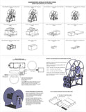 A technical schematic sheet titled 'Legend Brands Modular Hose Reel System Visual Explanation of Options' showing line drawings and labeled diagrams of hose reel components, wiring options, and blue sectional views of the reel system on a white background.
