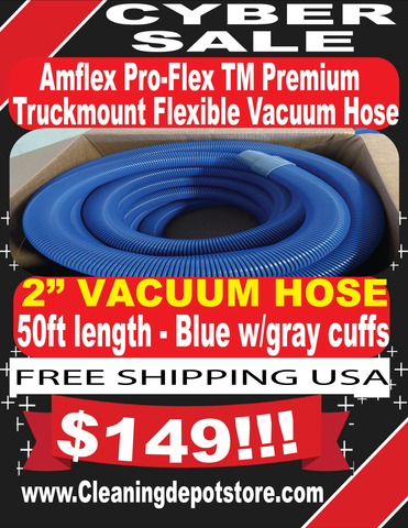 Vacuum Hose, Blue, 2 Inches X 50 Feet, WITH gray cuffs *FREE SHIPPING USA